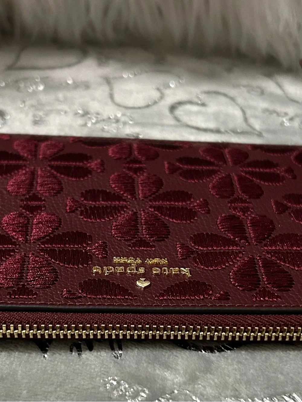 NWT Kate Spade Burgundy Quilted Floral Top-Handle Satchel and matching wallet